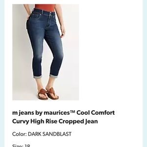 m jeans by Maurice’s cool comfort curvy high rise boyfriend jeans size 18